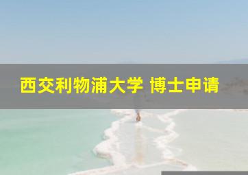 西交利物浦大学 博士申请